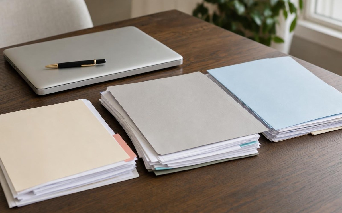 Separate solar disclosure, installation, and financing document packets on a table.